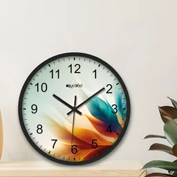OLIVE TREE Black & Orange Printed Round Shaped Contemporary Analogue Wall Clock image 3