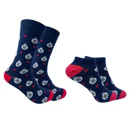 Mint & Oak Men Pack of 2 Groovy Snowman Patterned Calf Length & Ankle Length Socks image 4