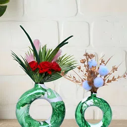 GW CREATIONS Green 2 Pieces Donut-shaped Flower Vase image 4