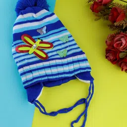 PASSION PETALS Infants Striped Applique Woolen Beanie Cap image 4