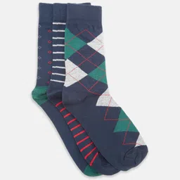 BYFORD by Pantaloons Men Pack of 3 Assorted Cotton Patterned Calf Length Socks image 2