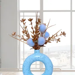 GW CREATIONS Blue Printed Round Shaped Flower Vase image 4