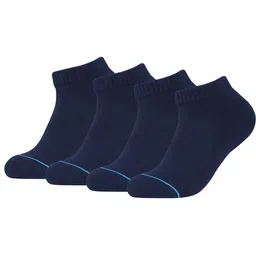FABdon Men Pack Of 4 Navy Blue Solid Ankle Length Socks image 4