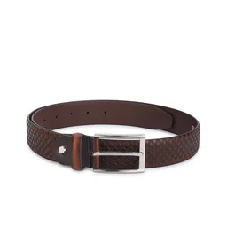 The Roadster Lifestyle Co. Men Formal Checked Leather Belt image 4