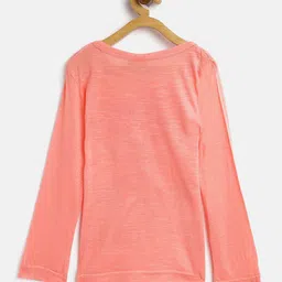 Kids On Board Girls Peach-Coloured & Red Print Top image 2