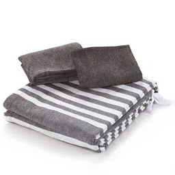 Saral Home Grey & White Striped 160 TC King Bedsheet with 2 Pillow Covers image 3
