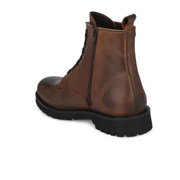 Delize Men Brown Leather Flat Boots image 2