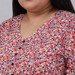 sindrellastorie V Neck Flared Sleeves Floral Print Crepe A-Line Plus Size Dress image 2