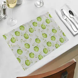 OASIS Green & Off White 5 Pieces Printed Cotton Table Mats with Runner image 4