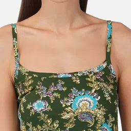 Porsorte Floral Printed Shoulder Straps Tiered Fit & Flare Maxi Dress image 4