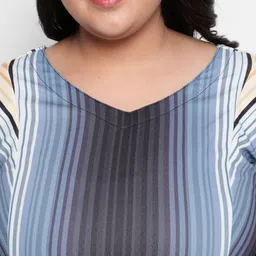 Amydus Women Plus Size Brown Striped Maxi Dress image 2