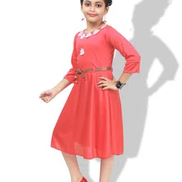 BAESD Girls Fit & Flare Midi Dress With Belted image 2