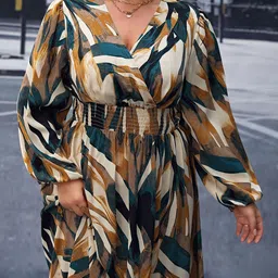 BAESD Abstract Printed Crepe Fit & Flare Midi Dress image 2