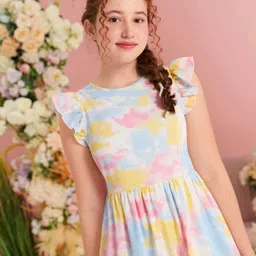 BAESD Floral Print Flutter Sleeve Fit & Flare Midi Dress image 3