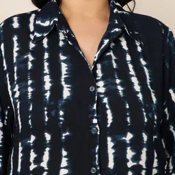 DEEBACO Plus Size Print Shirt Collar A-Line Midi Dress image 2