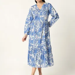 R&B Floral Printed A-Line Cotton Midi Dress image 5