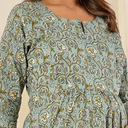 LALI JAIPUR Floral Printed Cotton Maternity A-Line Midi Dress image 4