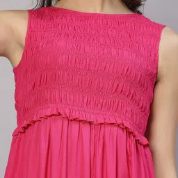 aayu Round Neck Smocked A-Line Midi Dress image 2