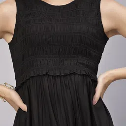 aayu Round Neck Sleeveless Smocked Tiered A-Line Midi Dress image 2