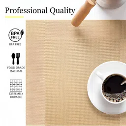 Wosta Gold Toned 5 Pieces Striped Printed Table Placemats With Runner image 4