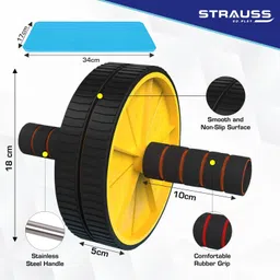strauss Double Exercise Roller Wheel | Abs Roller | Ab Wheel Roller | Gym Roller Ab Exerciser image 4