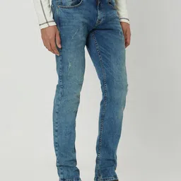 Mufti Men Slim Fit Mid Rise Mildly Distressed Stretchable Jeans image 4