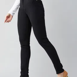 DOLCE CRUDO Women Black Slim Fit High-Rise Stretchable Jeans-image-77