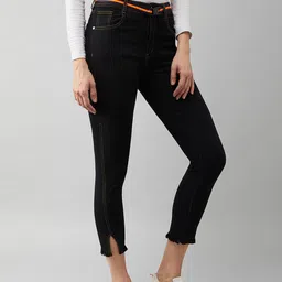 Miss Chase Women Black High-Rise Clean Look Skinny Fit Stretchable Cropped Jeans-image-51