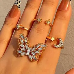 Jewels Galaxy Set Of 5 Gold-Plated Stackable Finger Ring image 2