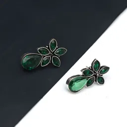 Ozanoo Silver-Plated Oxidised Classic Drop Earrings image 2