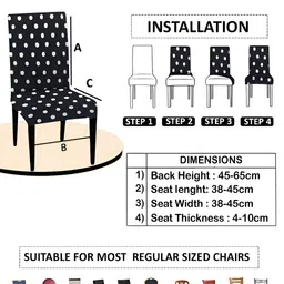 Lazi Black & White 2 Pieces Printed Stretchable Chair Covers image 4