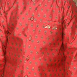 SAKA DESIGNS Boys Ethnic Motifs Printed Chanderi Silk Kurta with Pyjamas image 4