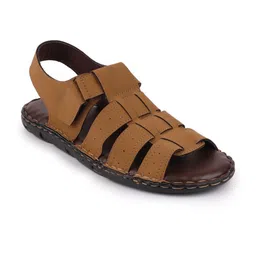 FAUSTO Men Tan & Brown Fisherman Sandals image 2