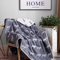 JC HOME Blue & White Summer 350 GSM Double Bed Blanket image 4