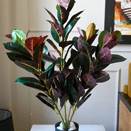 Blooming Floret Green Rubber Artificial Plant With Pot image 2