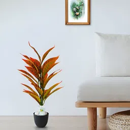 Blooming Floret Green & Orange Artificial Plant With Pot image 2