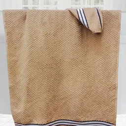 Athom Trendz Beige & White Textured Organic Cotton Super Soft Bath Towel image 2