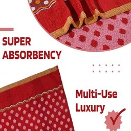 Kuber Industries Red & Orange 2 Pieces Printed Cotton 150 GSM Bath Towels image 4