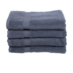 BIANCA Set Of 4 Grey Solid 380 GSM Pure Cotton Terry Bath Towels image 3