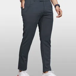 vebnor Men Regular Fit Grey Lycra Blend Trousers image 3