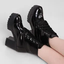 eluxe paris Women's Boots|Faux Leather, Trendy, Comfortable,Lace-Up Boots for Women & Girls Boots For Women-picture-10