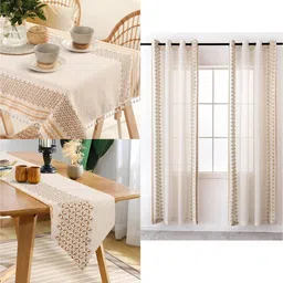 URBAN SPACE Taupe Printed 6-Seater Table Cover image 2