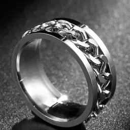 MEENAZ Men Silver-Plated Chain Linked Finger Ring image 3