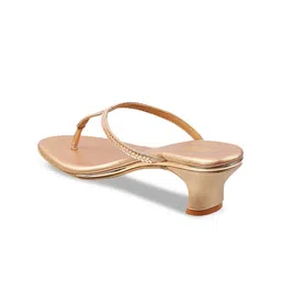 Metro Gold-Toned Embellished Block Heels image 2