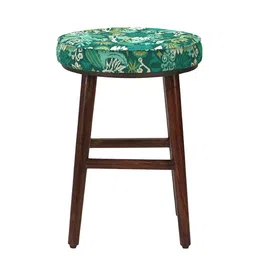 Chumbak Green & White Printed Round Ottomans image 5