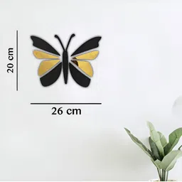 VAH Kya Bat Hai !! Black & Metallic-colored Shatterproof Acrylic Butterfly Mirror Sticker image 2