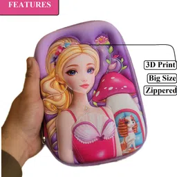 craftacious Cute Girl Barbie with Taffy Big Pouch with Mesh & Slots for Pencils Crayons Holder Art EVA Pencil Box image 2