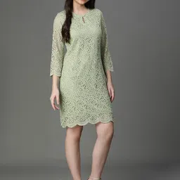 Women Sheath Green Mini/Short Dress-image-4