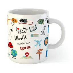 ARTBUG White & Blue 3 Pieces Qarin Name Printed Mug & Sipper Bottle & Cushion Gift Sets image 3