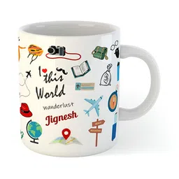 ARTBUG White & Red 3 Pieces Printed Cushion & Mug With Water Bottle Gift Set image 3